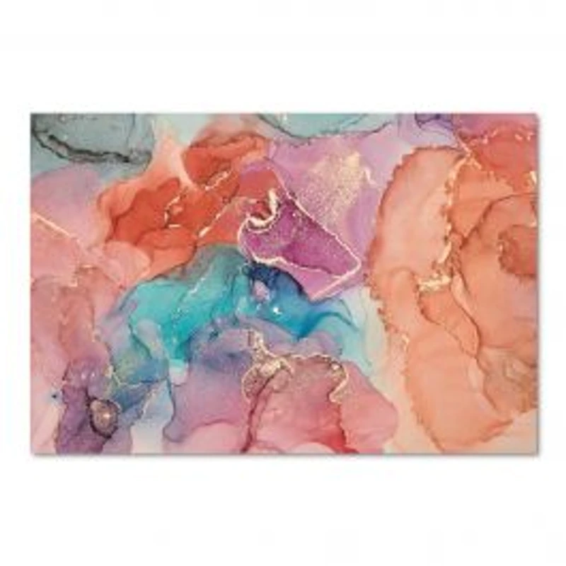 Turquoise and Brown Luxury Abstract Fluid Art II Canvas Wall Art Print