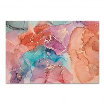 Turquoise and Brown Luxury Abstract Fluid Art II Canvas Wall Art Print