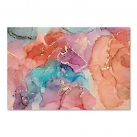 Turquoise and Brown Luxury Abstract Fluid Art II Canvas Wall Art Print