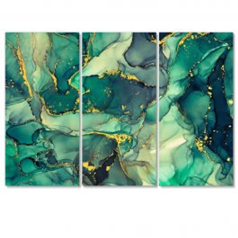 Green Luxury Abstract Fluid Art IV Canvas Wall Art Print