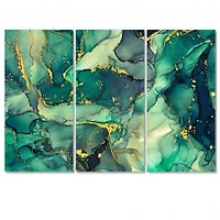Green Luxury Abstract Fluid Art IV Canvas Wall Art Print