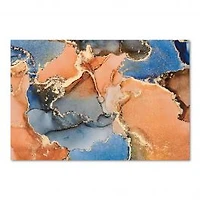 Blue and Orange Luxury Abstract Fluid Art I Canvas Wall Art Print