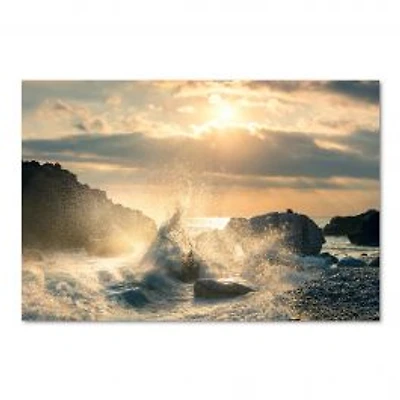 Big Wave Hit the Rock at Beach Canvas Wall Art Print