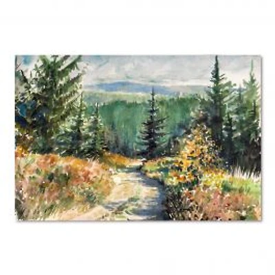 Landscape with Road in Mountains Canvas Wall Art Print