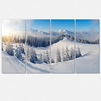 Winter Mountains Panorama Canvas Wall Art- 4 pieces