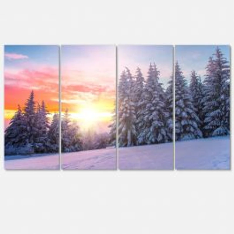 Winter Sunset in Bulgaria Canvas Wall Art