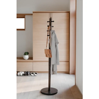 Pillar Porte-manteau sur pied - Noir / Noyer