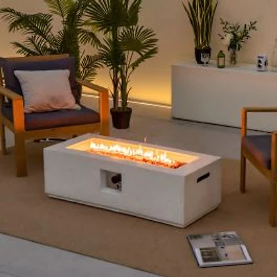 Terrazzo Fire Pit Table with PVC Cover-White