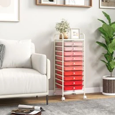 10-Drawer Rolling Storage Cart Organizer