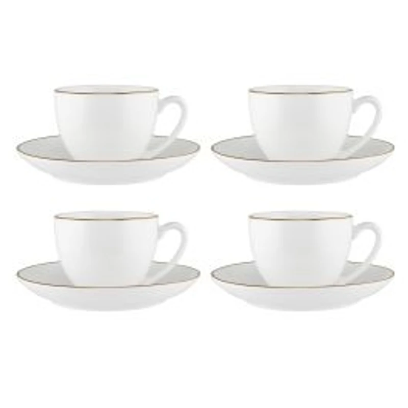 Maxwell & Williams Set of 4 White Gold Cups & Saucers