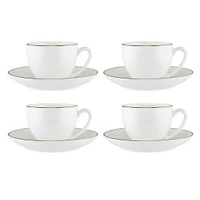 Maxwell & Williams Set of 4 White Gold Cups & Saucers