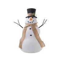 Large Striped White and Red Foam Snowman Figure with Striped Cap