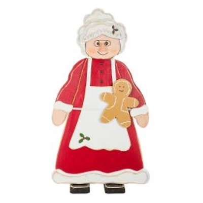 Red and White Wooden Mrs. Claus Display with Gingerbread Man