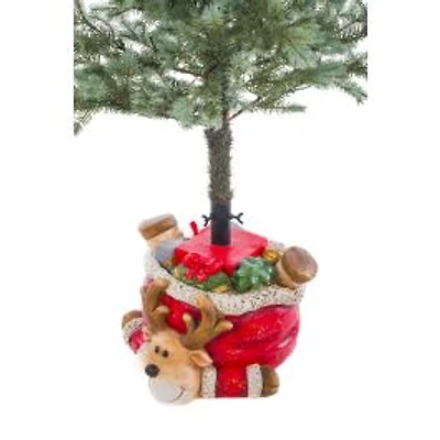 Red Plaster Fiberglass Toon Reindeer Christmas Tree Stand Gifts
