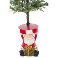 Red Plaster Fiberglass Toon Santa Christmas Tree Stand Gift Box
