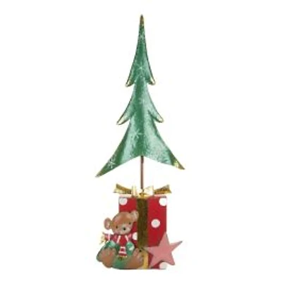 Red Metal Teddy Bear Table Top Ornament