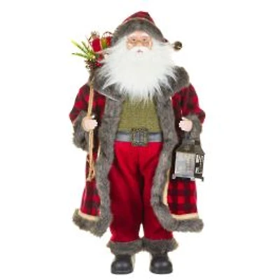 Buffalo Plaid Red Dramatic Santa Figure