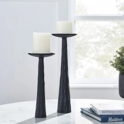 Set of 2 Tilde Tapered/Pillar Candle Holders