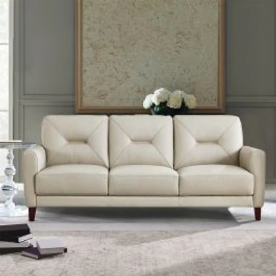 Mavis Leather Sofa - Vanilla