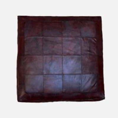 Safi Leather Ottoman - Brown