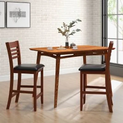 Set of 2 Counter Height Bar Stools with Backrest and Footrest