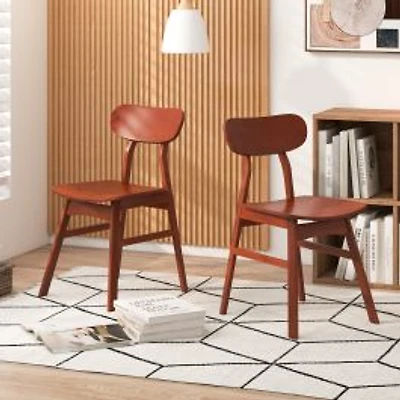 Set of 2 Modern Dining Chairs with Curved Backrest and Seat