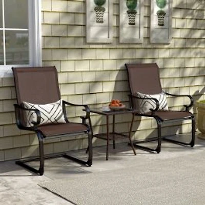 Set of 2 Patio Chairs, Quick-drying and Breathable Fabric for Backyard - Brown