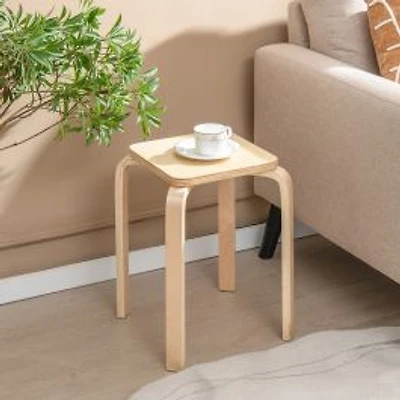Set of 4 Colorful Square Stools, Anti-slip Felt Mats