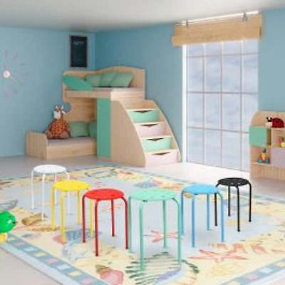 Set of 6 Portable Plastic Stack Stools - Multicolor