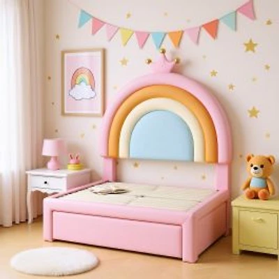 Velvet Rainbow Bed with Storage Drawer - Twin