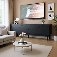Meuble de télévision bas moderne avec portes ondulées