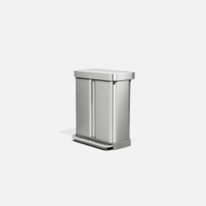 simplehuman Recycler Rectangular Step Can, 58L - Brushed Stainless Steel
