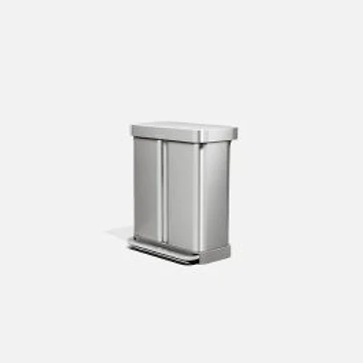 simplehuman Recycler Rectangular Step Can, 58L - Brushed Stainless Steel