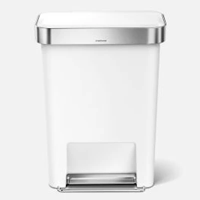 simplehuman Rectangular Step Can with Liner Pocket, 45L - White