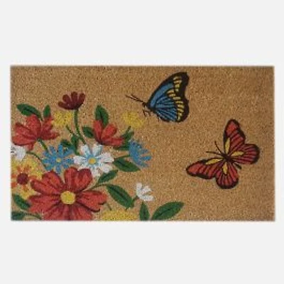 Coir Mat - Flowers & Butterflies