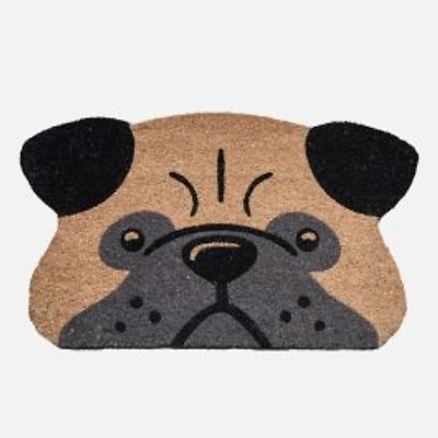 Pug Dog Shape Coir Door Mat - 18 x 30"