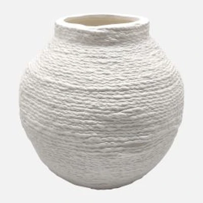Woven Textured Vase, 7" - White