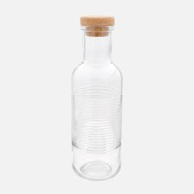 Textured Glass Bottle with Cork Lid by S&Co