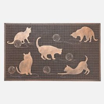 Rubber Mat - Cats Playing With Ball Of Yarn