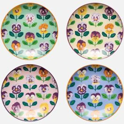 Danica Pansy Appetizer Plates, Set of 4