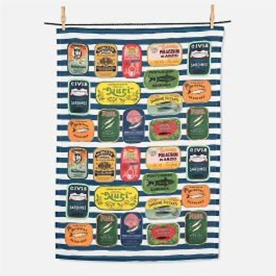 Kitchen Towel with Sardine Tins
