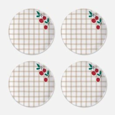 S&Co Cherries Melamine Dinner Plates, Set of 4