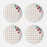 S&Co Cherries Melamine Dinner Plates, Set of 4