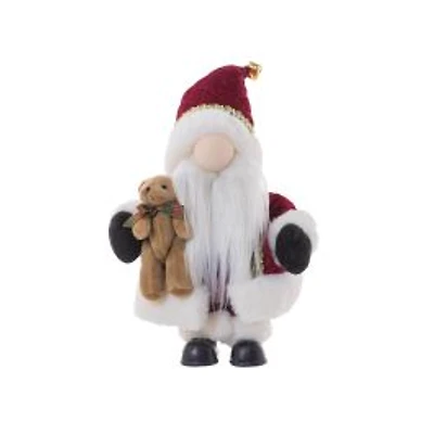 Gnome Santa Figurine with Teddy Bear