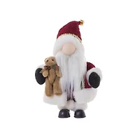 Gnome Santa Figurine with Teddy Bear