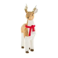 White and Brown Foam Reindeer Figurine with Scarf