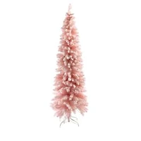 Sapin crayon suspendu en PVC rose avec aiguilles et pointes enneigées