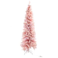 Sapin crayon suspendu en PVC rose avec DEL et pointes enneigées