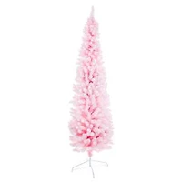 Flocked Pink and White Pvc Warm White LED Christmas Tree