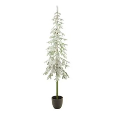 Flocked Green and White Pvc/Pe Christmas Tree